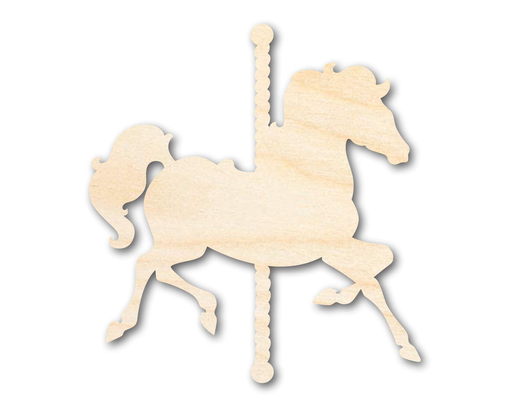 Unfinished Wood Carousel Horse Shape | Amusement Park | Craft Cutout | up to 46" DIY