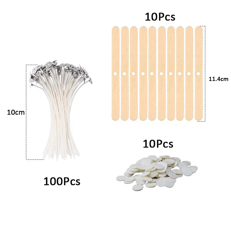 120Pcs Waxed Cotton Candle Wicks with Metal Stand – Smokeless Pre-Waxed Wick Set for DIY Candle Making, Soy & Paraffin Wax Supplies